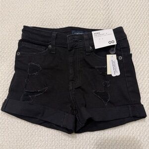 Black Distressed Womens Denim Shorts